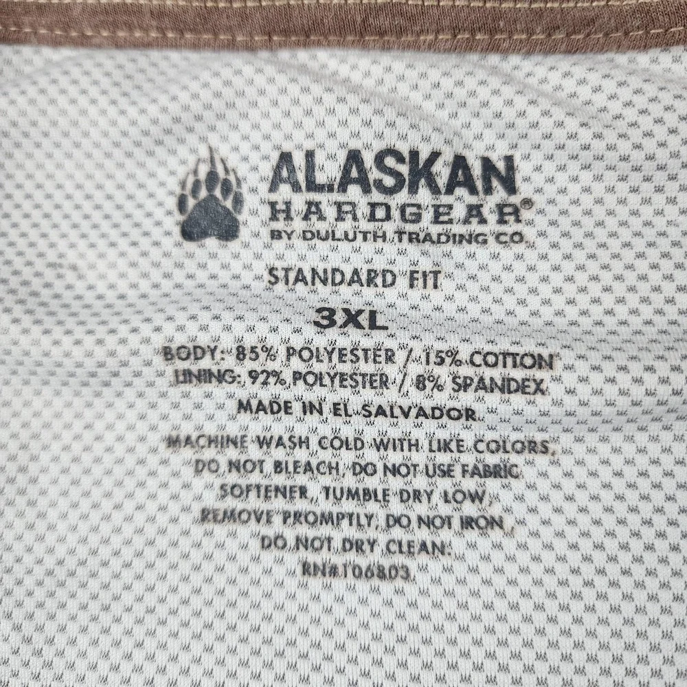 Alaskan Hardgear‎ Pullover Mens 3XL Brown 1/4 Zip Fishing Mesh Lined Outdoor